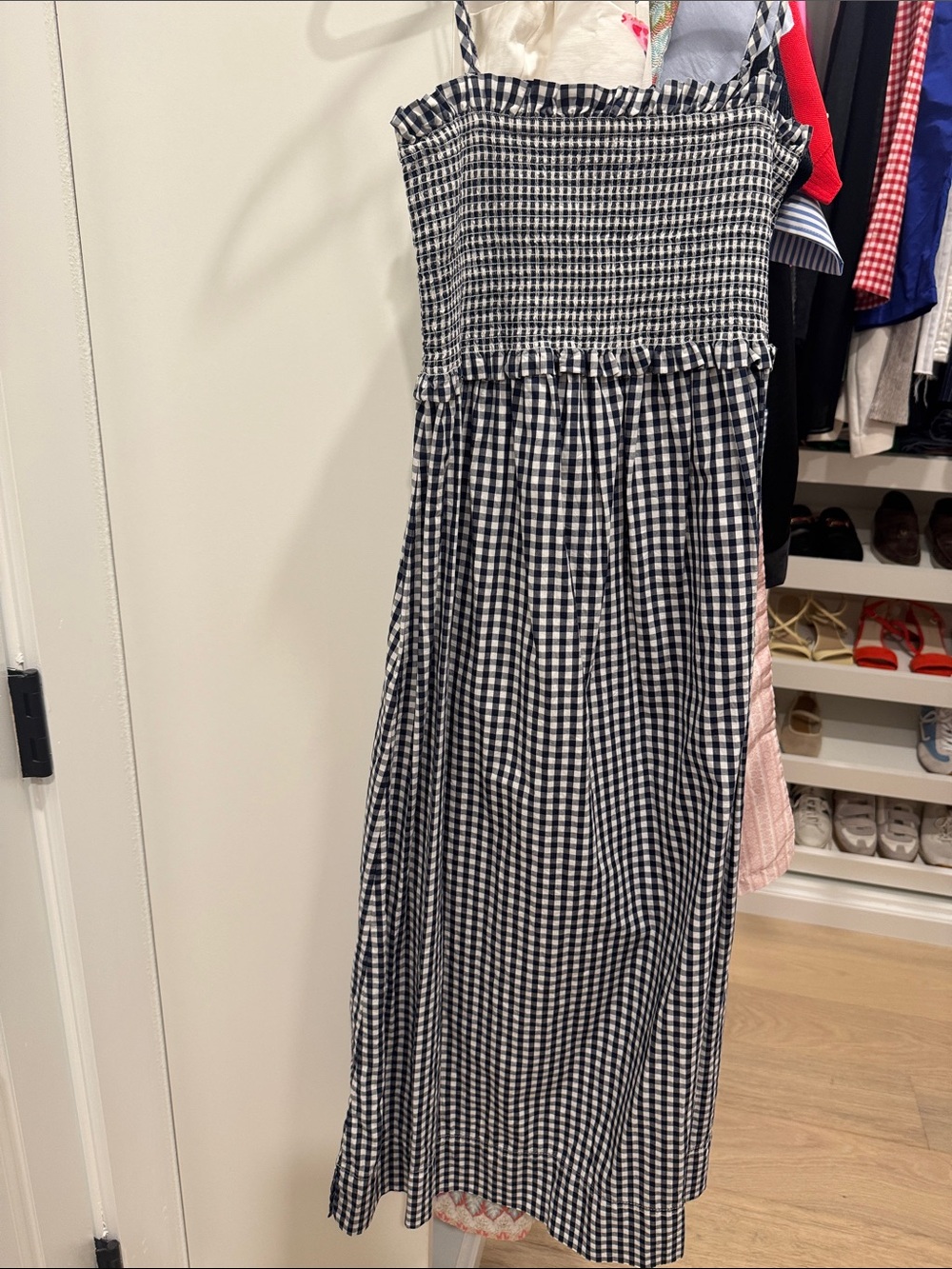 J. Crew Black and White Gingham Smocked Sundress
